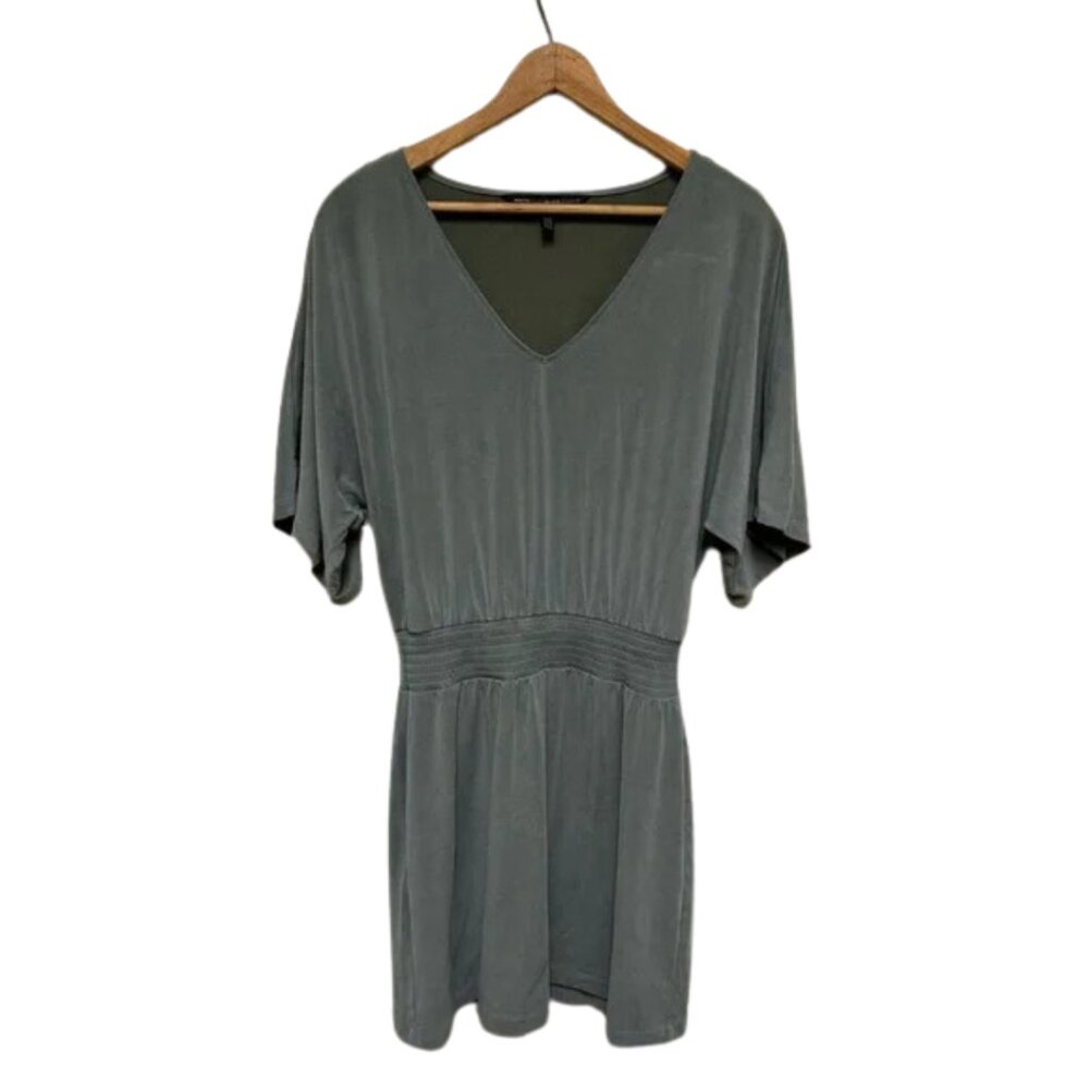 White House Black Market Olive Green Suede-like material dress